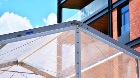 Close up of transparent tent for an event.の写真素材