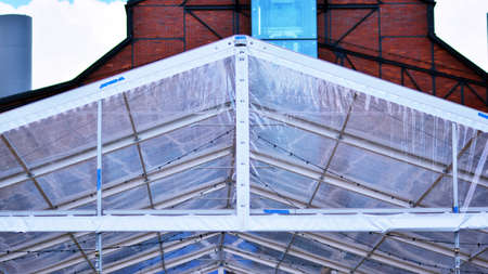 Close up of transparent tent for an event.の写真素材