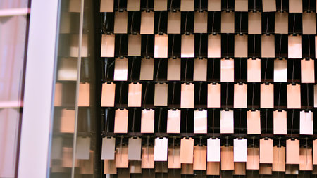 A fragment of the steel facade of office building. Modern architecture building facade. Metal...