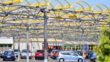 Warsaw, Poland. 17 July 2021. The car park of supermarket Selgrosのeditorial素材