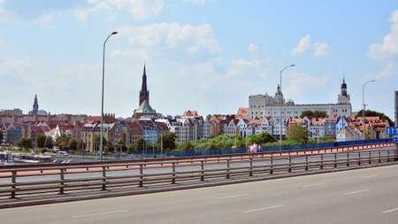 Szczecin, Poland .. 24 July 2021. View of the panoramic architecture of the city from the Castle...