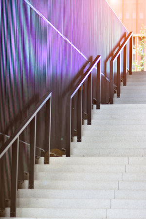 Modern stairs leading to an office buildingの写真素材