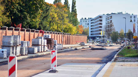 Warsaw, Poland. 4 Oktober 2021. Jana Ostroroga street under construction.のeditorial素材