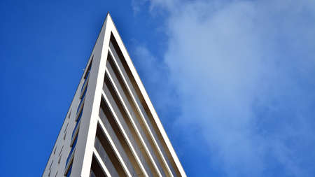 Modern luxury residential flat. Modern apartment building on a sunny day. White apartment building...