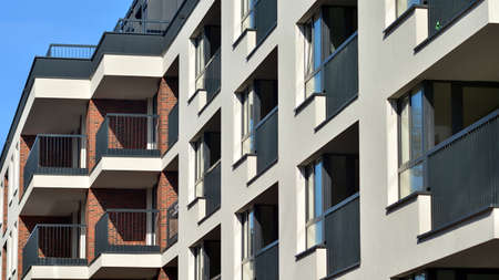 Abstract architecture, fragment of modern urban geometry ,. Modern apartment building on a sunny day...