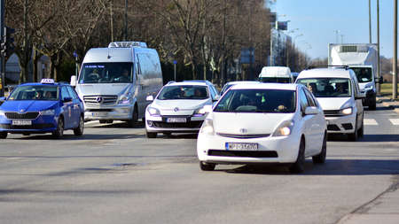 Warsaw, Poland. 24 February 2022. Traffic and traffic jam in the city.
