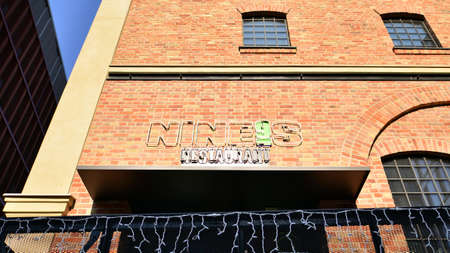 Warsaw, Poland. 04/28/2022. The building in which the Robert Lewandowski restaurant "Nines" is located.のeditorial素材