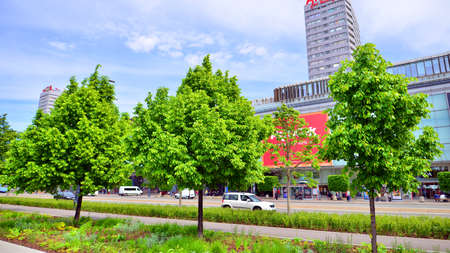 Warsaw, Poland. 17 May 2022. View of renovated Marszalkowska Street, one of the main thoroughfares of Warsaw's city center.のeditorial素材