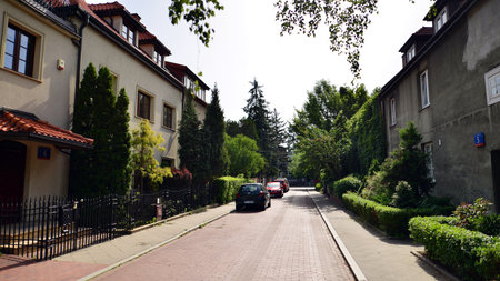 Warsaw, Poland. 19 June 2022. Stary Zoliborz is a kind of peaceful enclave and a mixture of small architectural wonders. Functionality, aesthetics and history intertwine here.のeditorial素材