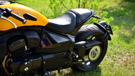 Warsaw, Poland. 19 July 2022. The Junak M15 motorcycle is a combination of the classic cruiser line with a modern finish. It is an mixture of classics and modern forms. Another usのeditorial素材