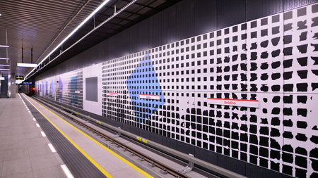 Warsaw, Poland. 5 November 2022. Second line of Warsaw Subway system. Warsaw metro station interior....