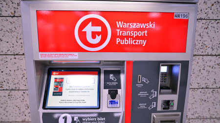 Warsaw, Poland. 5 November 2022. Sign Warszawski Transport Publiciczny. Vending machine for public...