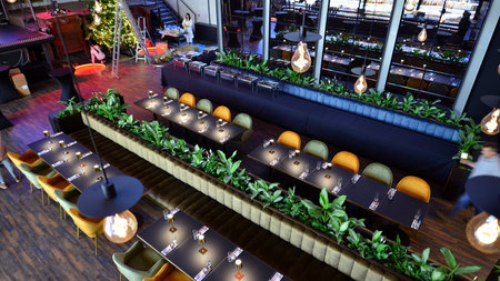 Warsaw, Poland. 1 December 2022. The interior of the Moxo restaurant. It is a combination of an...