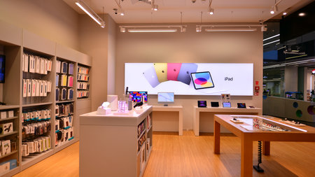 Warsaw, Poland. 19 January 2023. Apple Store interior view. Apple Inc. is an American multinational...