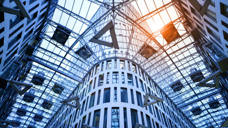 Warsaw, Poland. 19 January 2023. The modern interiors of Plac Unii shopping mall. In a very pleasant atmosphere, customers of the center can enjoy a wide shopping offer.のeditorial素材