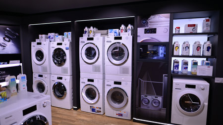 Warsaw, Poland. 19 January 2023. Inside MIELE retail store. Miele is German Based Manufacturer of Premium Class Household Appliances and Electronicsのeditorial素材