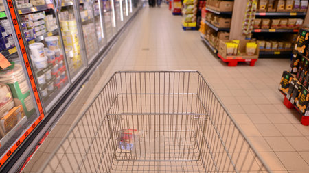Warsaw, Poland. February 9, 2023. Inside the Biedronka supermarket.のeditorial素材