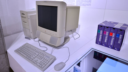 Warsaw, Poland. February 10, 2023. Inside the Apple Museum. Apple Macintosh computer.