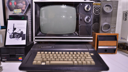 Warsaw, Poland. February 10, 2023. Inside the Apple Museum. Marron Carrel computer.