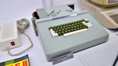 Warsaw, Poland. February 10, 2023. Inside the Apple Museum. MICRO Engenho computer.