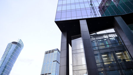 Warsaw, Poland. 8 March 2023. Roundabout Daszynski. Skyscrapers in the financial district of...