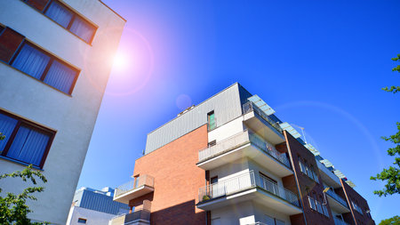 Luxury modern residential apartment building complex.