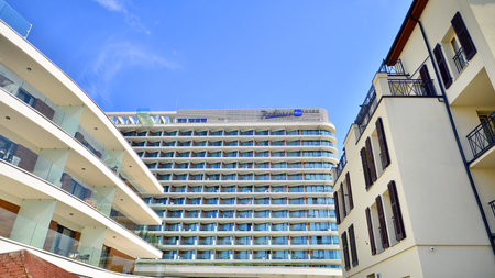 Swinoujscie, Poland. 15 August 2023. View on Radisson hotel. representative hotel.のeditorial素材