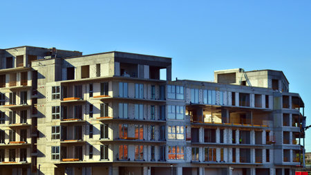 New multistory apartment buildings under construction