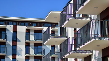 Modern luxury residential building. Modern apartment building on a sunny day. Facade apartment...