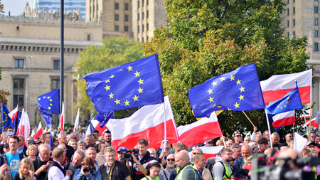 Warsaw, Poland. October 1, 2023. March of a Million Hearts. Hundreds of thousands march in...