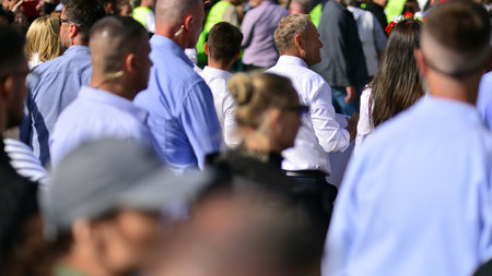 Warsaw, Poland. October 1, 2023. March of a Million Hearts. Hundreds of thousands march in anti-government protest to show support for democracy. The spontaneous reaction of peopleのeditorial素材