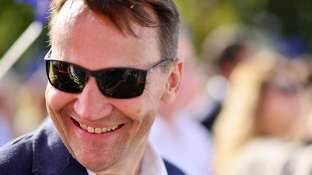 Warsaw, Poland. October 1, 2023. March of a Million Hearts. Opposition politicians at a march organized by Donald Tusk. It was the biggest demonstration. Radoslaw Sikorskiのeditorial素材