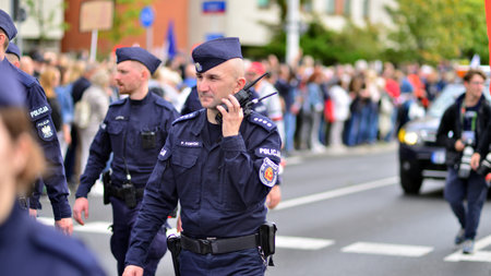 Warsaw, Poland. October 1, 2023. March of a Million Hearts. Police units securing opposition...