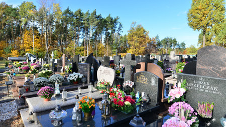 Warsaw, Poland. 1 November 2023. Parish cemetery in Warszawa Radosc at Izbicka Street