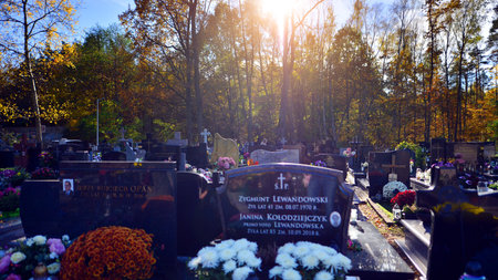 Warsaw, Poland. 1 November 2023. Parish cemetery in Warszawa Radosc at Izbicka Street