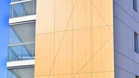Modern architecture of urban residential apartment building. Apartment building exterior,...