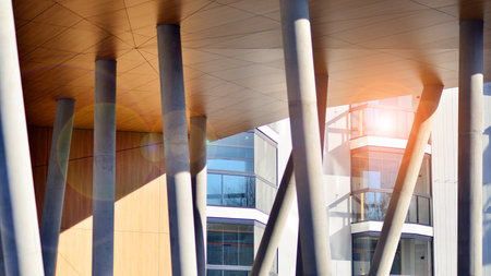 A apartment building with a unique architectural solution. A modern residential building with a...