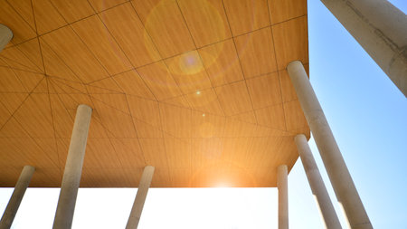 A apartment building with a unique architectural solution. A modern residential building with a...