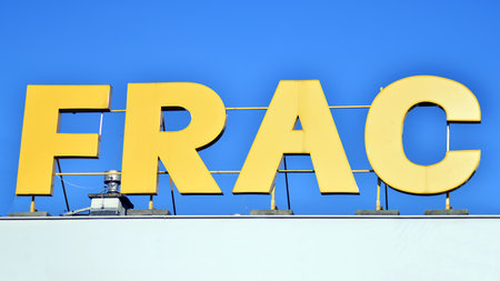 Warsaw, Poland. February 16, 2024. Sign Frac. Company signboard Frac.のeditorial素材