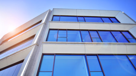 Modern elements in contemporary architecture.. Architectural details of a modern apartment building.