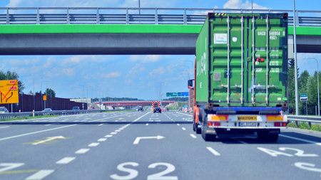 Warsaw, Poland. 15 July 2024. View of cars on the expressway S17, southern bypass of Warsaw in Wawer...