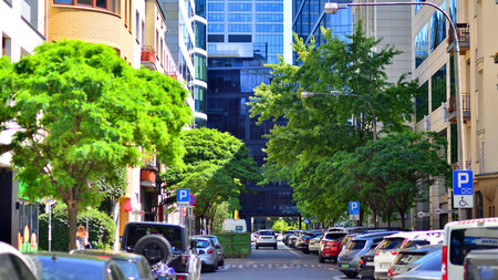 Warsaw, Poland. July 31, 2024. Urban landscape with modern buildings in the Wola district.のeditorial素材