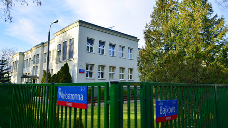 Warsaw, Poland. 27 January 2025. Primary school on Bajkowa Street.の写真素材