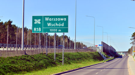 Warsaw, Poland. 4 April 2025. View on the expressway S17, southern bypass of Warsaw in Wawer...