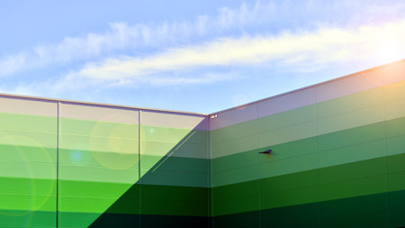 Facade of an industrial building and warehouse.の写真素材