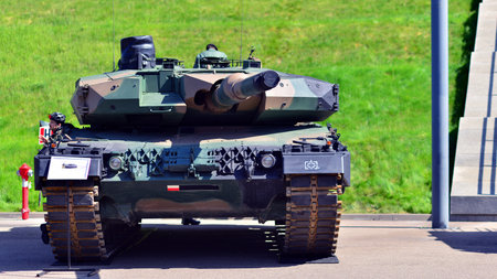 Warsaw, Poland. 7 May 2025. Main battle tank Leopard 2PL tank at the Defence24 military equipment...