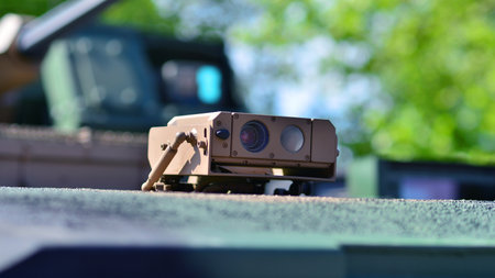 Thermal imaging camera in an armored vehicleの写真素材