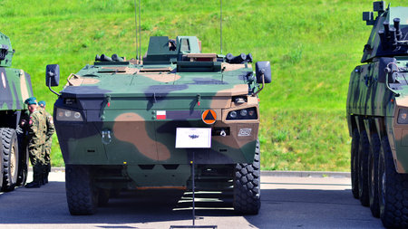 Warsaw, Poland. 7 May 2025. 120 mm self propeller mortar Rak at the Defence24 military equipment...