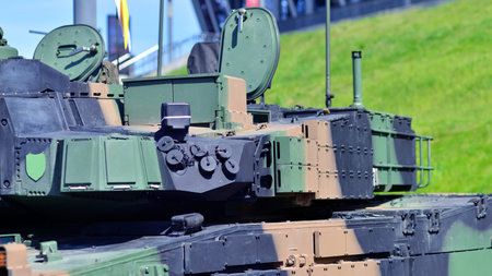 Tank turret with armament and modern armor protection systems.の写真素材