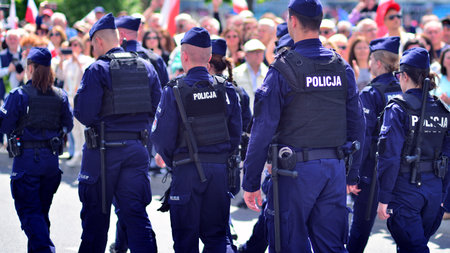 Warsaw, Poland. May 25, 2025. Police units securing demonstrations.
